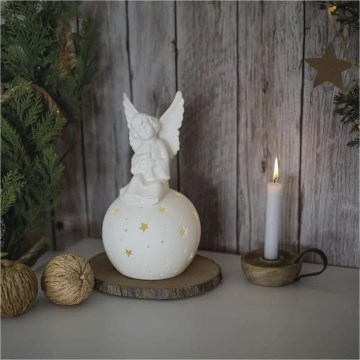 LED decoración navideña LED/0,4W/2xAA ángel de cerámica