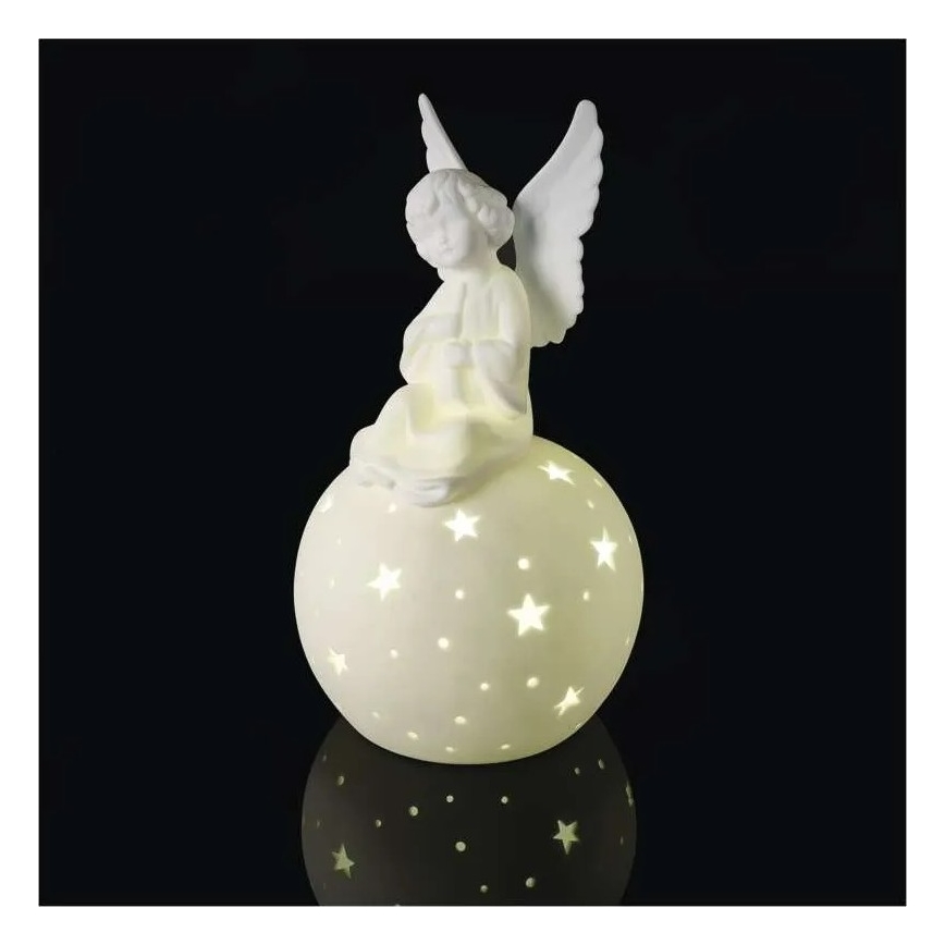 LED decoración navideña LED/0,4W/2xAA ángel de cerámica