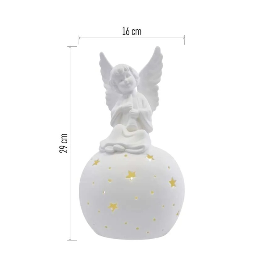 LED decoración navideña LED/0,4W/2xAA ángel de cerámica