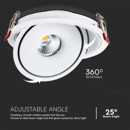 Foco empotrable LED de techo LED/20W/230V 3000/4000/6400K Ø 16,5 cm blanco