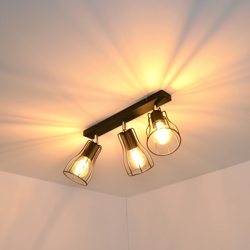 LED Foco TUBE II 3xE27/15W/230V negro
