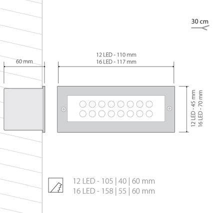 Iluminación LED exterior INDEX 1x12LED/1W/230V IP54