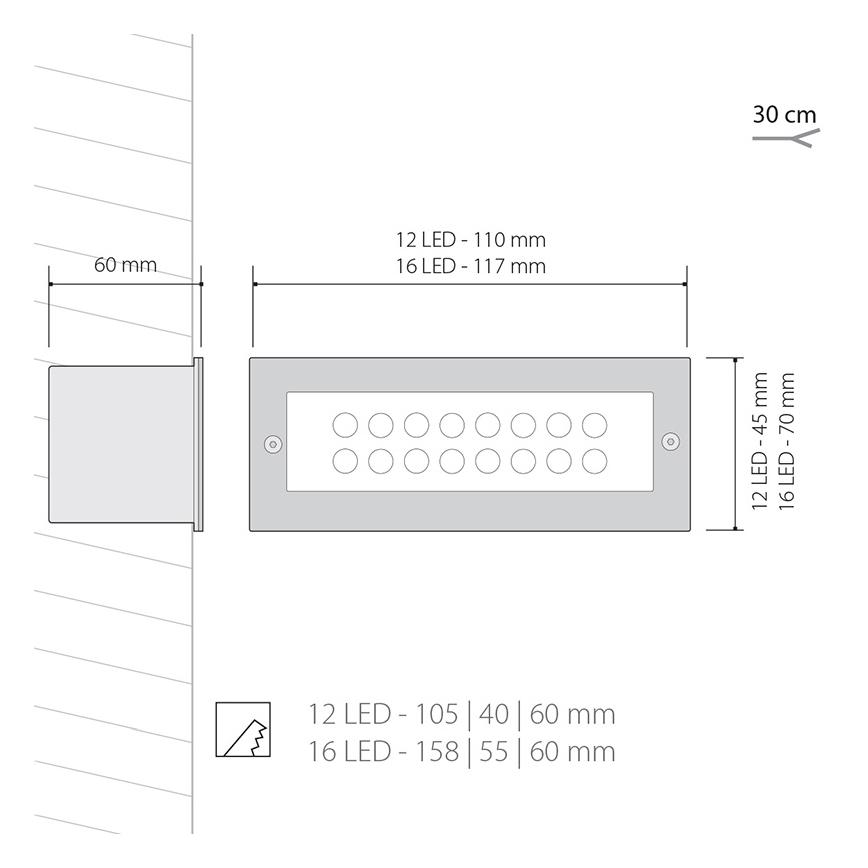 Iluminación LED exterior INDEX 1x12LED/1W/230V IP54