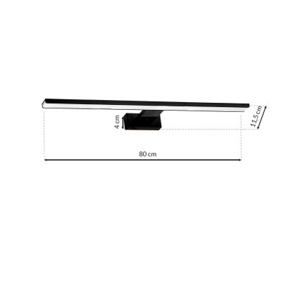 LED Iluminación para espejo de baño SHINE BLACK LED/15W/230V 80 cm IP44 negra