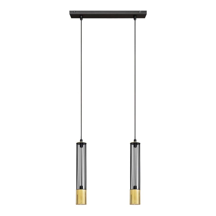 LED Lámpara colgante BARS 2xGU10/4,8W/230V negro/dorado