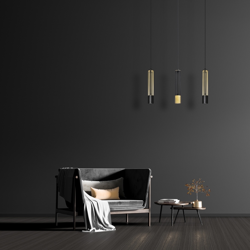 LED Lámpara colgante BARS 3xGU10/4,8W/230V negro/dorado
