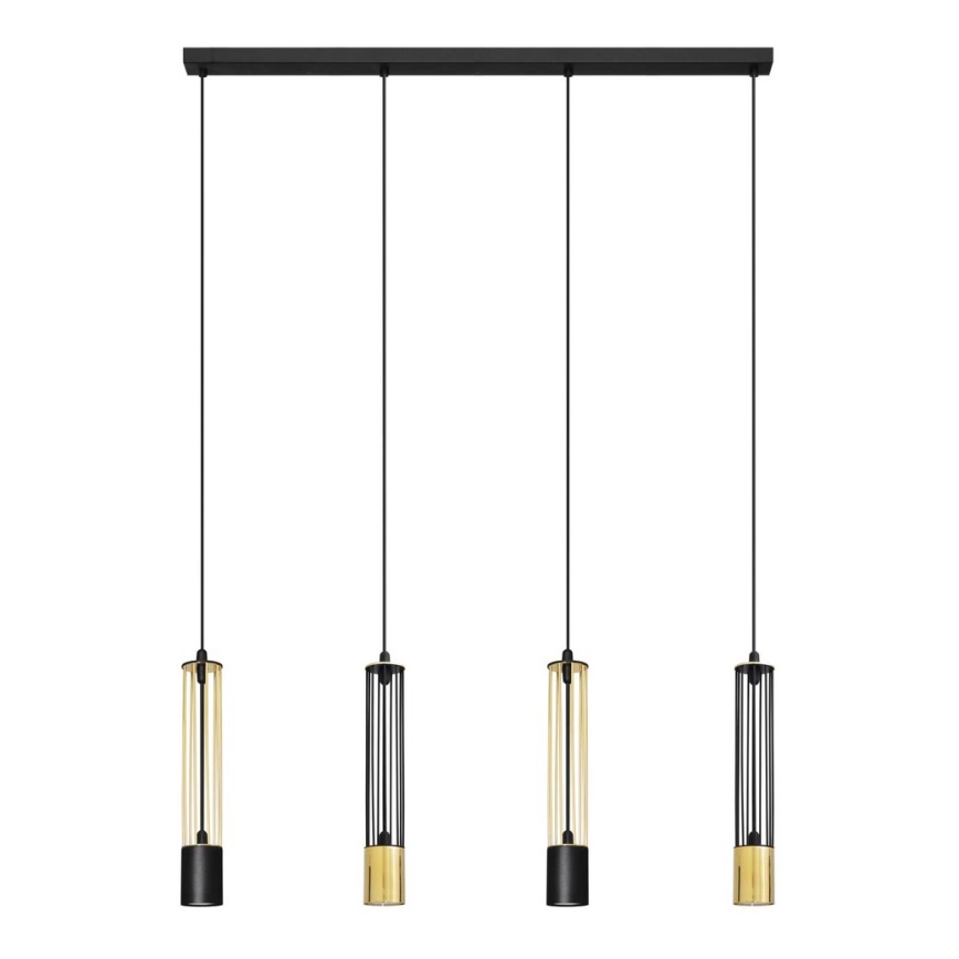 LED Lámpara colgante BARS 4xGU10/4,8W/230V negro/dorado
