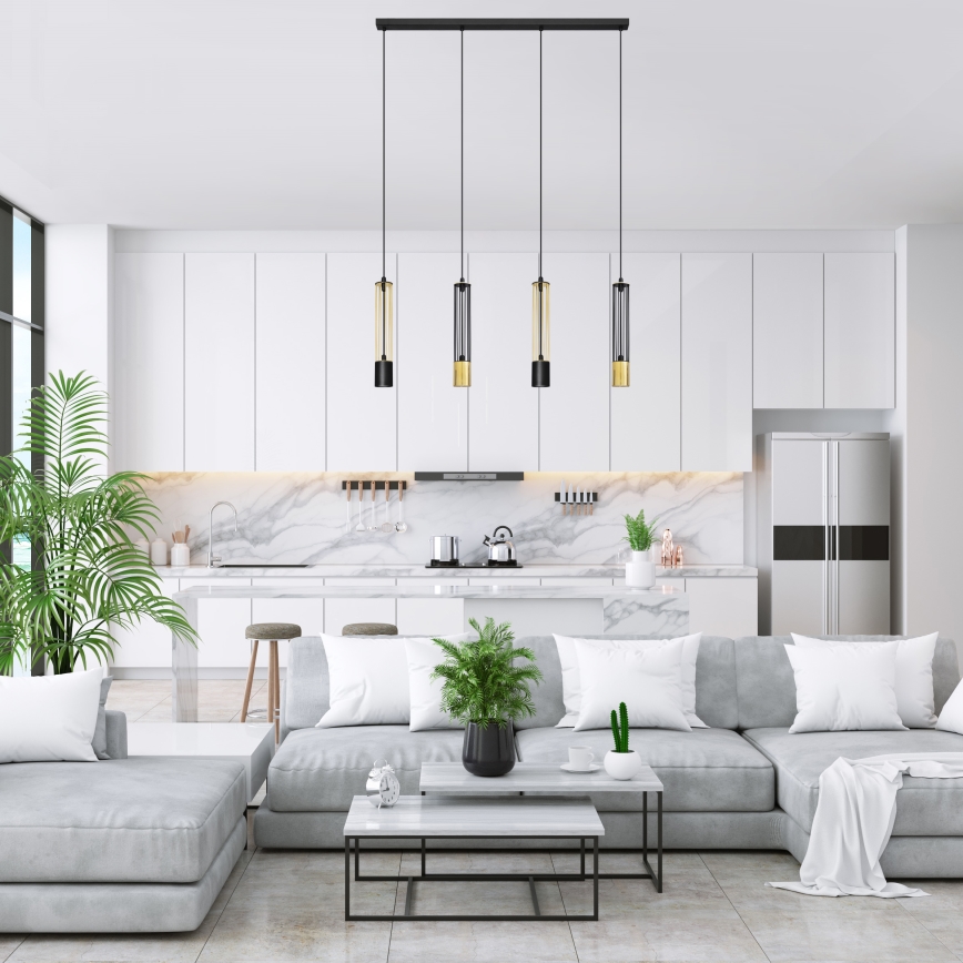 LED Lámpara colgante BARS 4xGU10/4,8W/230V negro/dorado