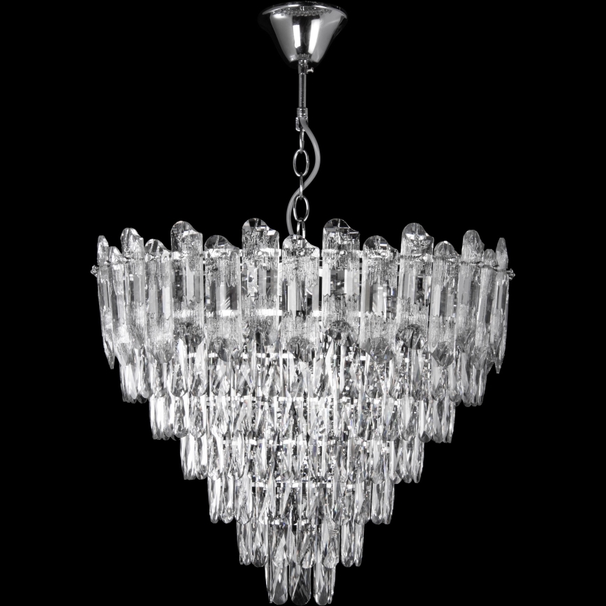 LED Lámpara colgante con cadena 11xE27/60W/230V + 7xLED/6W diá. 60 cm cromo brillante