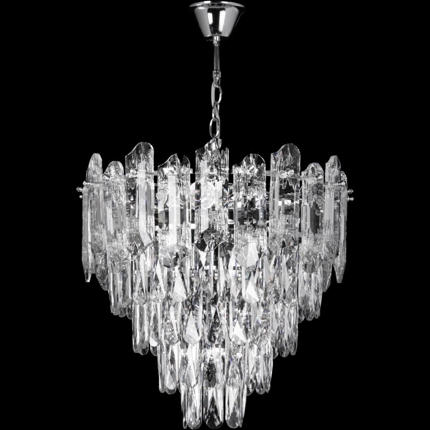 LED Lámpara colgante con cadena 7xE27/60W/230V + 4xLED/6W diá. 40 cm cromo brillante