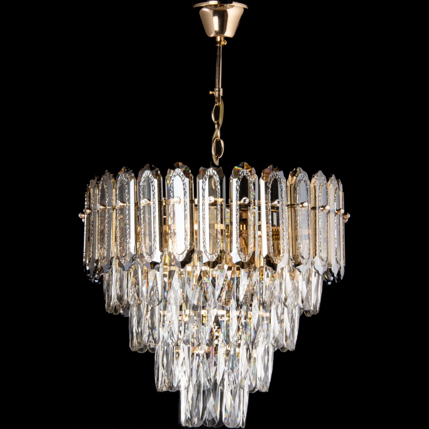 LED Lámpara colgante con cadena 7xE27/60W/230V + 4xLED/6W diá. 40 cm dorado