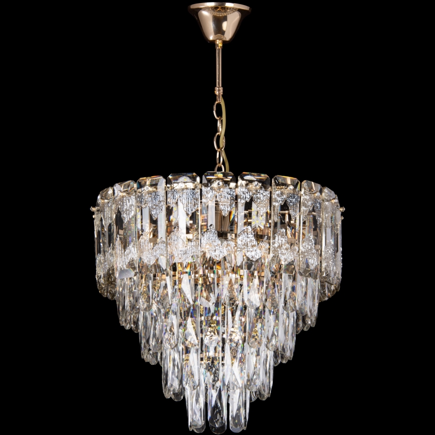LED Lámpara colgante con cadena 7xE27/60W/230V + 4xLED/6W diá. 40 cm dorado