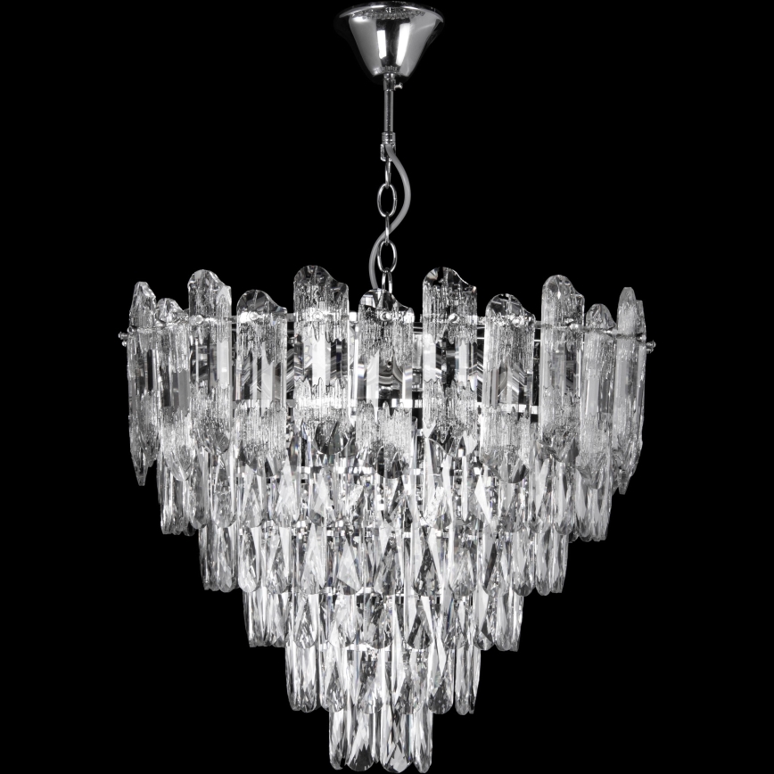 LED Lámpara colgante con cadena 9xE27/60W/230V + 6xLED/6W diá. 50 cm cromo brillante