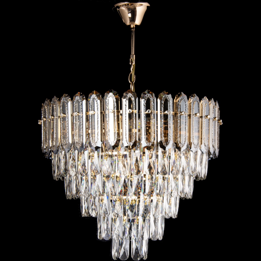 LED Lámpara colgante con cadena 9xE27/60W/230V + 6xLED/6W diá. 50 cm dorado
