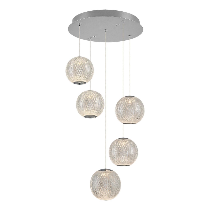 LED Lámpara colgante CREMONA 5xLED/5W/230V 3000K cromado mate