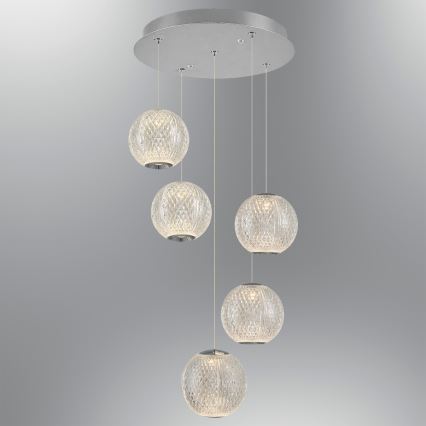 LED Lámpara colgante CREMONA 5xLED/5W/230V 3000K cromado mate