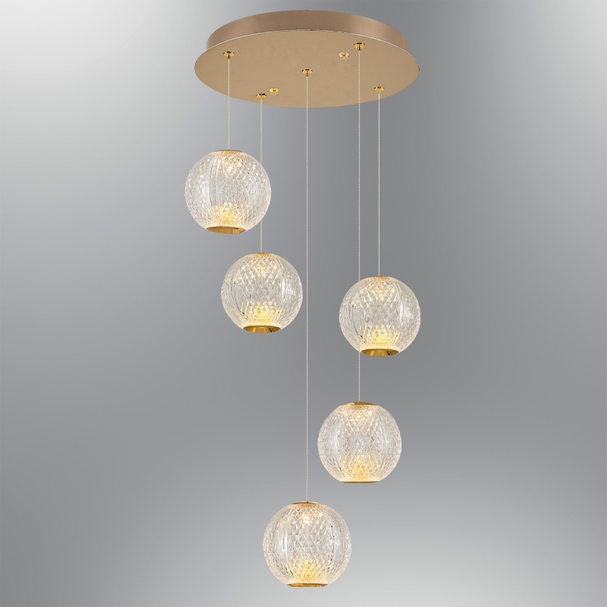 LED Lámpara colgante CREMONA 5xLED/5W/230V 3000K dorado