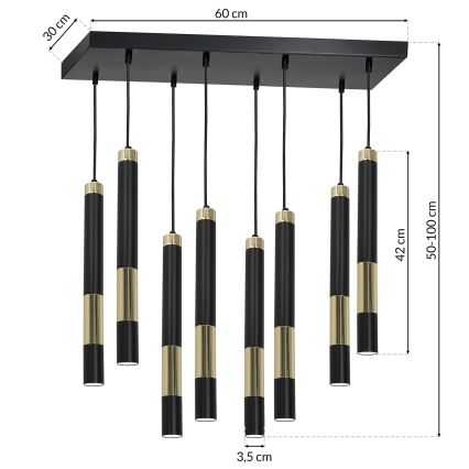 LED Lámpara colgante DALLAS 8xGU10/3W/230V