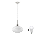 LED Lámpara colgante HARMA 1xE27/60W/230V diámetro 30 cm cromo mate/blanco