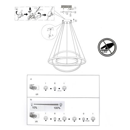 LED Lámpara colgante regulable CIRCLE 1xLED/15W/230V + LED/20W + LED/25W
