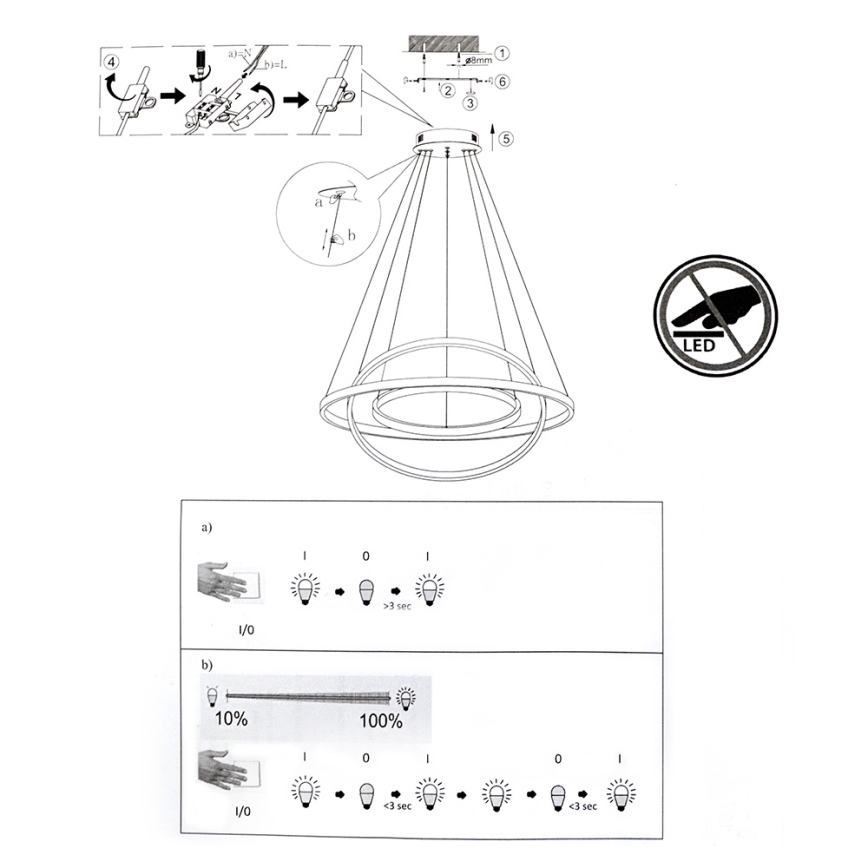 LED Lámpara colgante regulable CIRCLE 1xLED/15W/230V + LED/20W + LED/25W