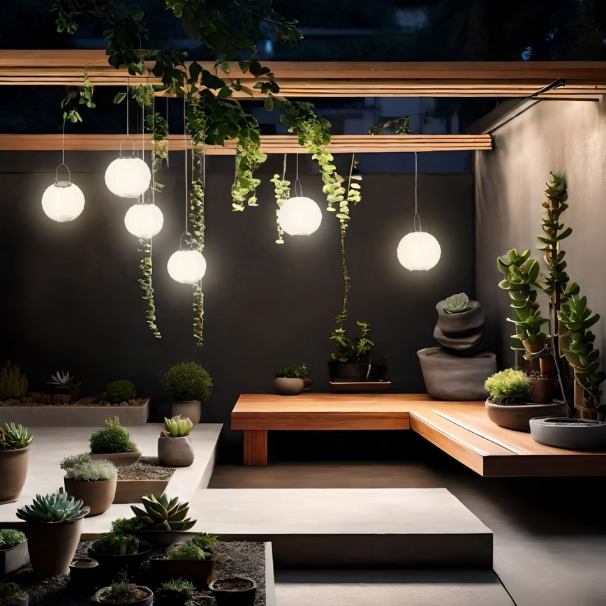 LED Lámpara colgante solar LED/0,02W/1,2V 3000K IP44 1xAAA 100 mAh
