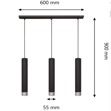 LED Lámpara colgante TUBA 3xGU10/4,8W/230V