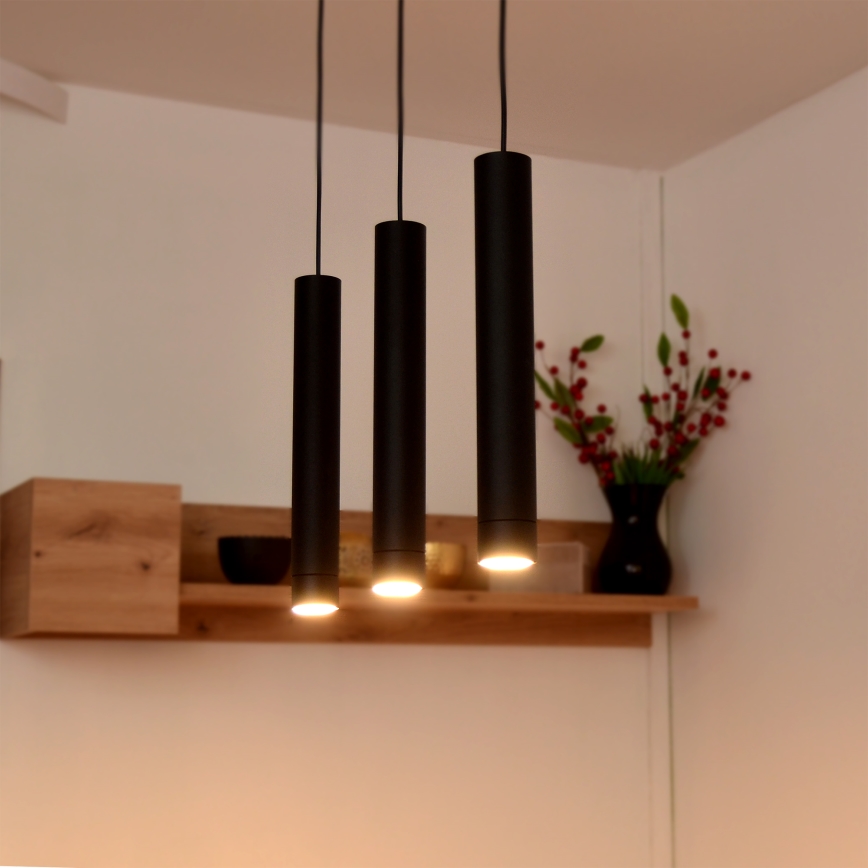 LED Lámpara colgante TUBA 3xGU10/4,8W/230V negro