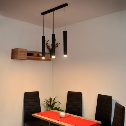 LED Lámpara colgante TUBA 3xGU10/4,8W/230V negro