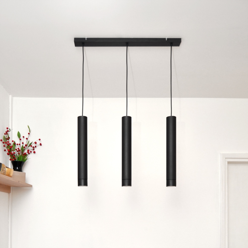 LED Lámpara colgante TUBA 3xGU10/4,8W/230V negro