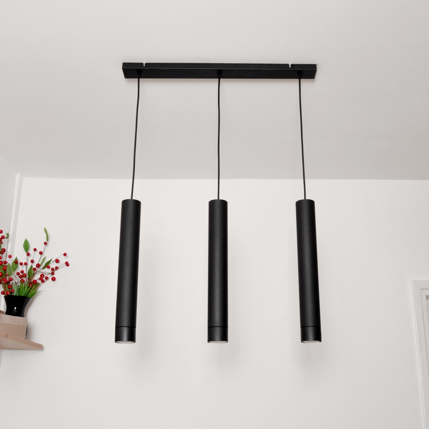 LED Lámpara colgante TUBA 3xGU10/4,8W/230V negro