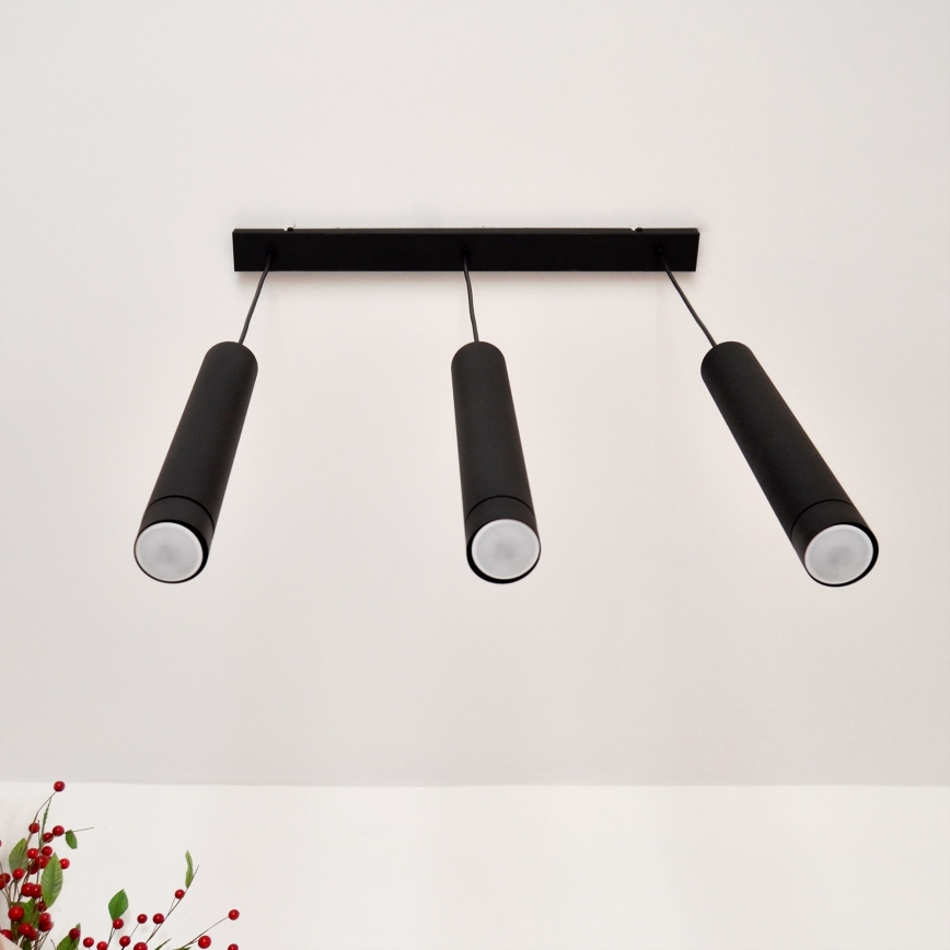 LED Lámpara colgante TUBA 3xGU10/4,8W/230V negro