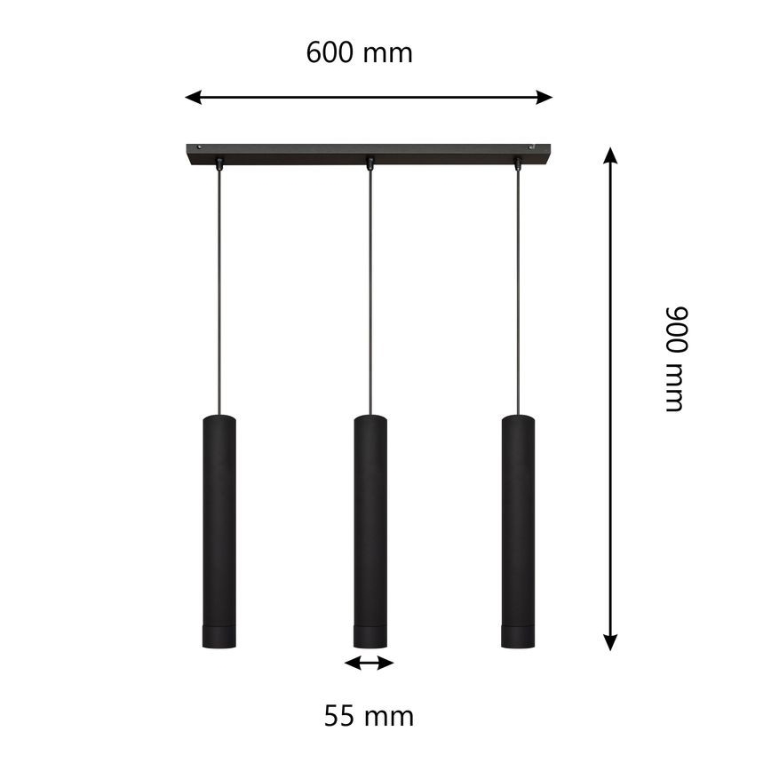 LED Lámpara colgante TUBA 3xGU10/4,8W/230V negro