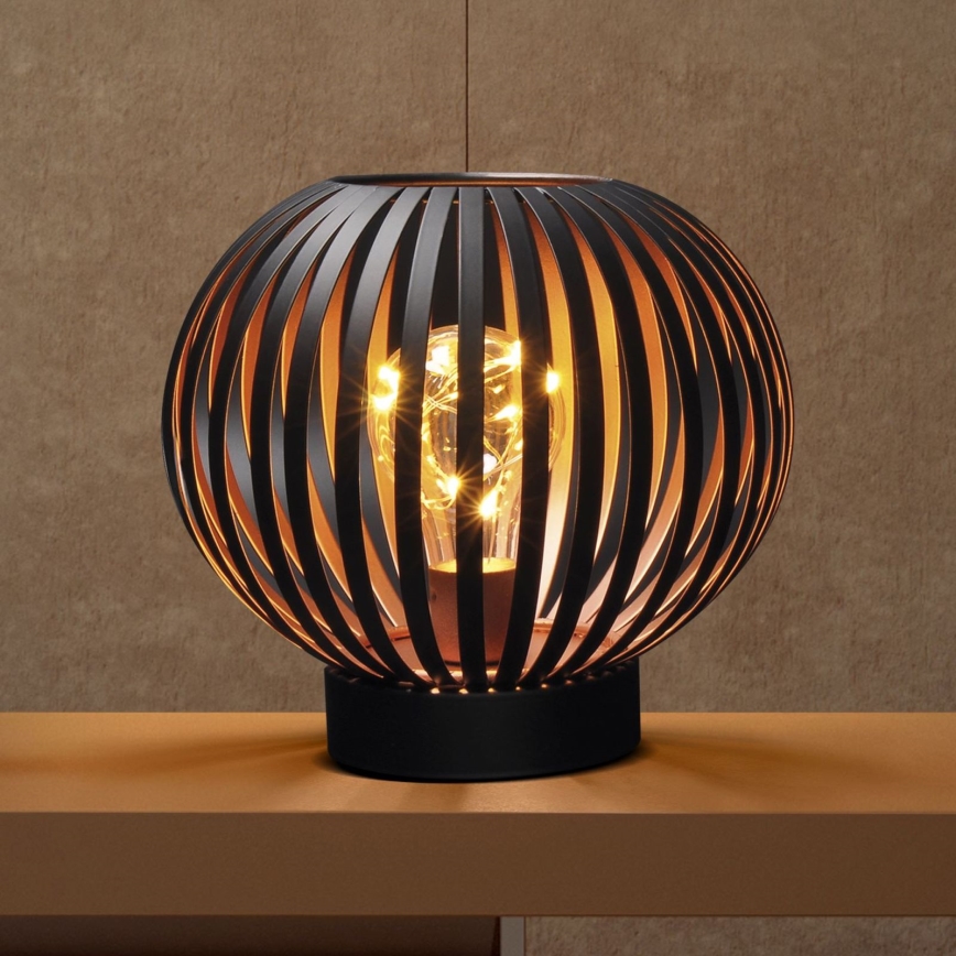 LED Lámpara de mesa decorativa LED/3xAA negro/cobre