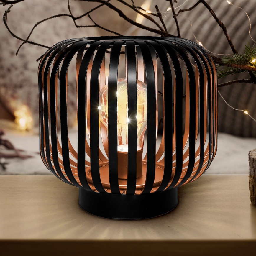 LED Lámpara de mesa decorativa LED/3xAA negro/cobre