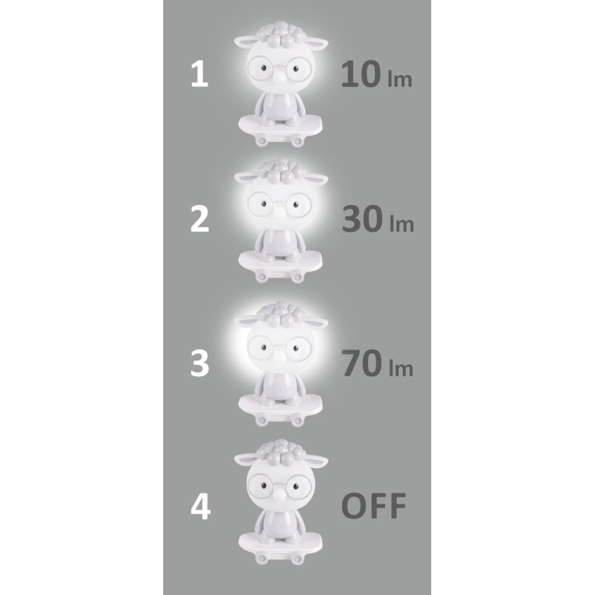 LED Lámpara de mesa infantil regulable LED/2,5W/230V oveja gris