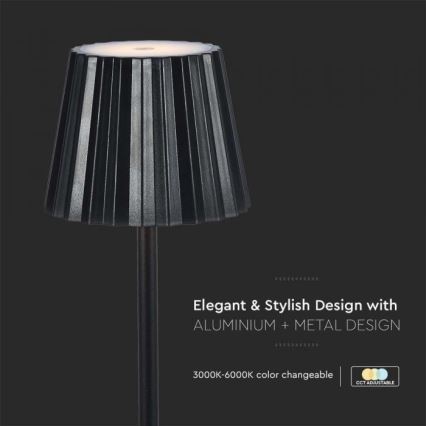 LED Lámpara de mesa táctil recargable y regulable LED/4W/5V 3000-6000K 1800 mAh negro