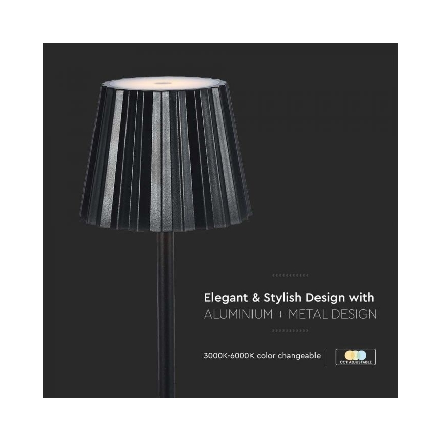 LED Lámpara de mesa táctil recargable y regulable LED/4W/5V 3000-6000K 1800 mAh negro