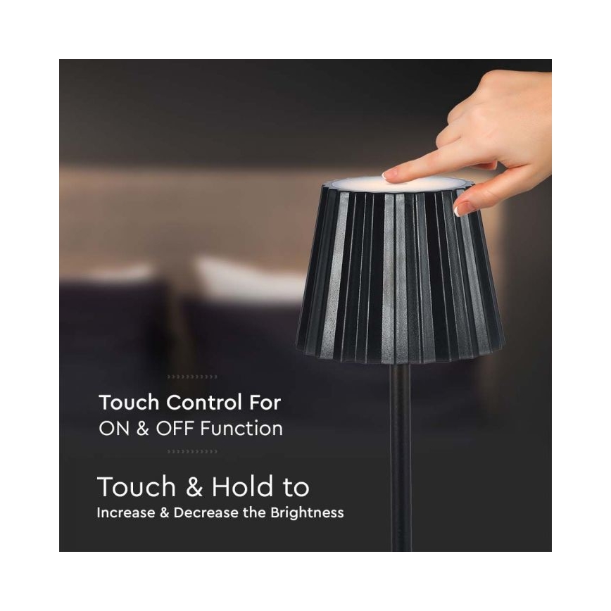 LED Lámpara de mesa táctil recargable y regulable LED/4W/5V 3000-6000K 1800 mAh negro