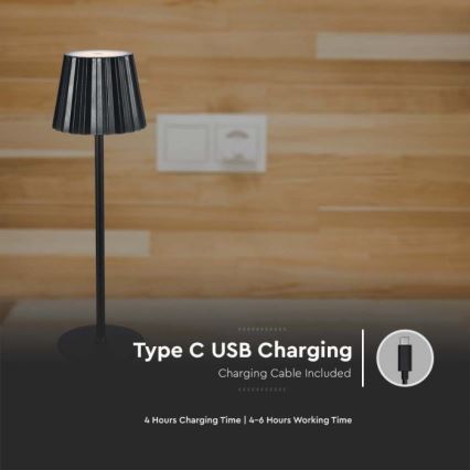 LED Lámpara de mesa táctil recargable y regulable LED/4W/5V 3000-6000K 1800 mAh negro