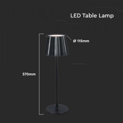LED Lámpara de mesa táctil recargable y regulable LED/4W/5V 3000-6000K 1800 mAh negro