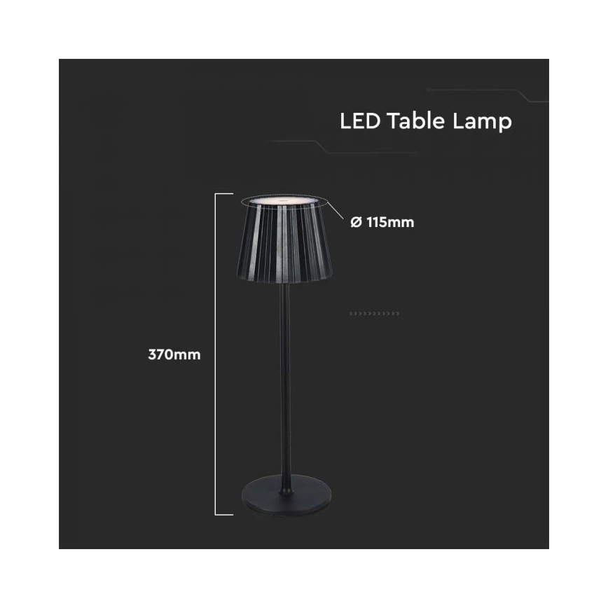 LED Lámpara de mesa táctil recargable y regulable LED/4W/5V 3000-6000K 1800 mAh negro