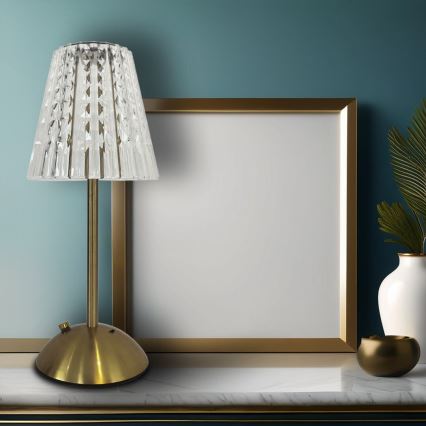 Lámpara de mesa LED regulable táctil recargable ELBA LED/1,6W/800 mAh 3000/4000/6000K dorado/transparente