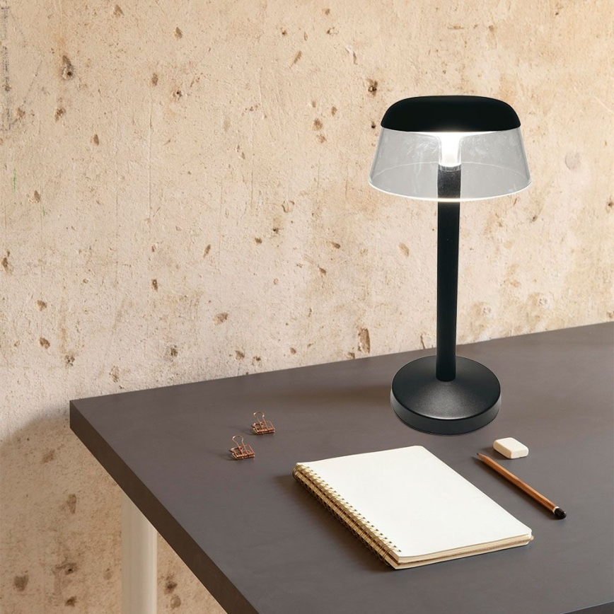 LED Lámpara de mesa táctil recargable y regulable LED/3W/5V 3000-6000K 1800 mAh negro