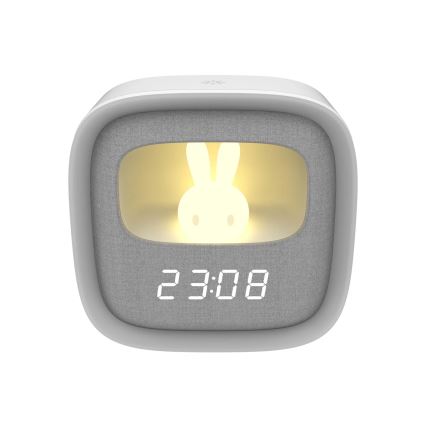 LED Lámpara de noche pequeña regulable con despertador BUNNY LED/1,2W/5V 3000K