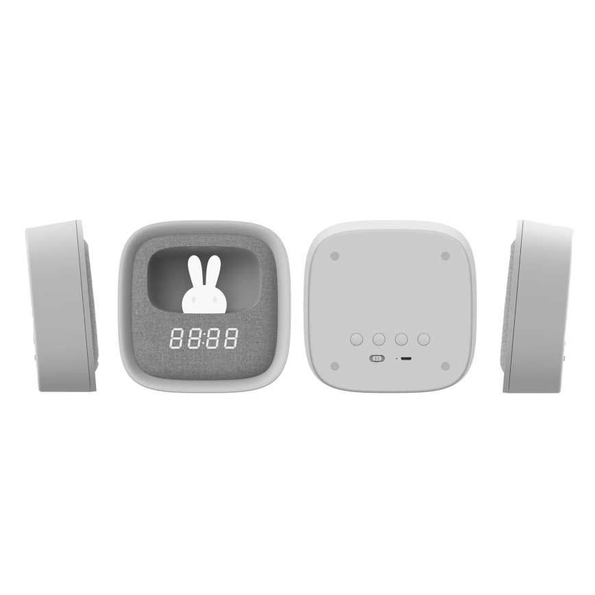 LED Lámpara de noche pequeña regulable con despertador BUNNY LED/1,2W/5V 3000K