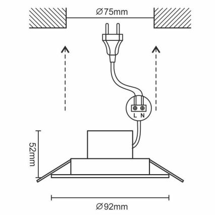 LED Lámpara empotrable para el baño LED/7W/230V 3000K plata IP44