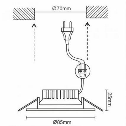 LED Lámpara empotrable para el baño LED/7W/230V 4000K plata IP44