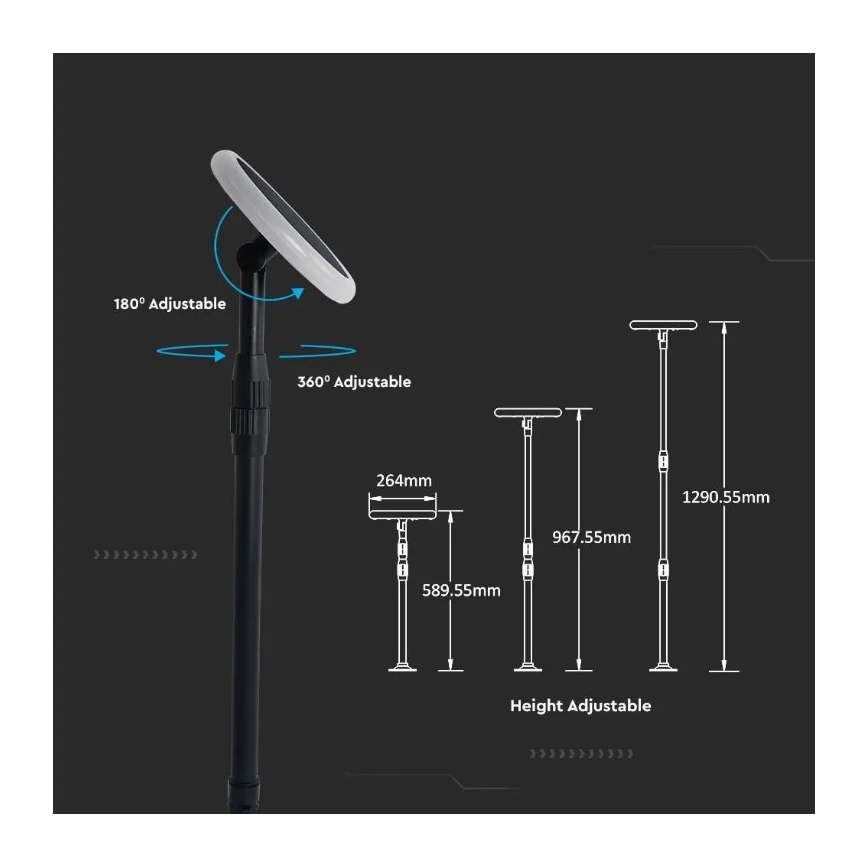 LED Lámpara solar ajustable GARDEN LED/8W/5V 60-129 cm 4000K IP65