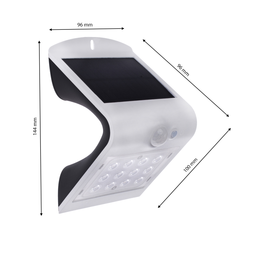 Lámpara solar LED con sensor de movimiento y crepúsculo LED/1,5W/1200 mAh 3,7V IP65
